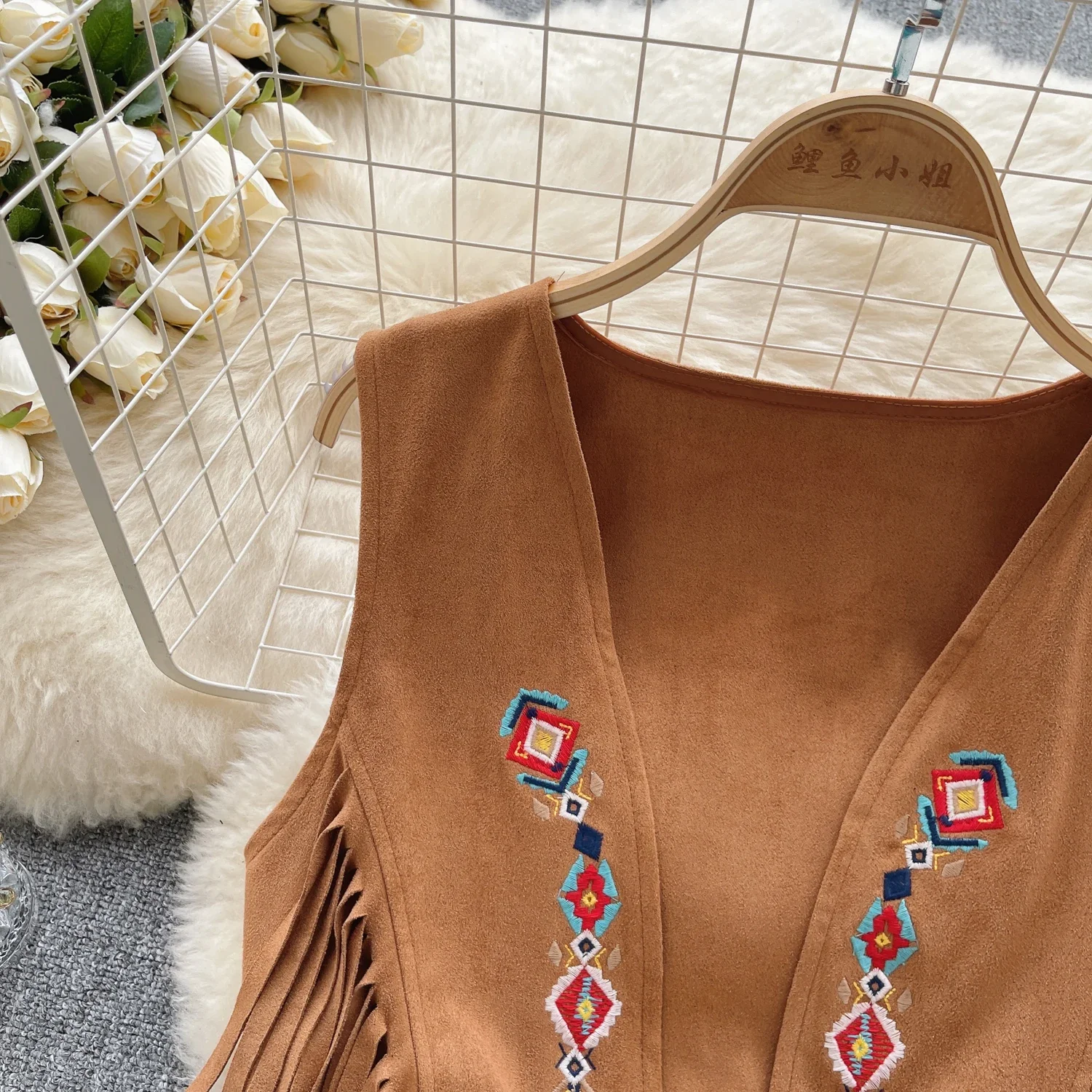 Bohemian Vests Top Women for Women Geometric Embroidery Tassel V-neck Sleeveless Coats Outwear Chalecos Summer Dropshipping