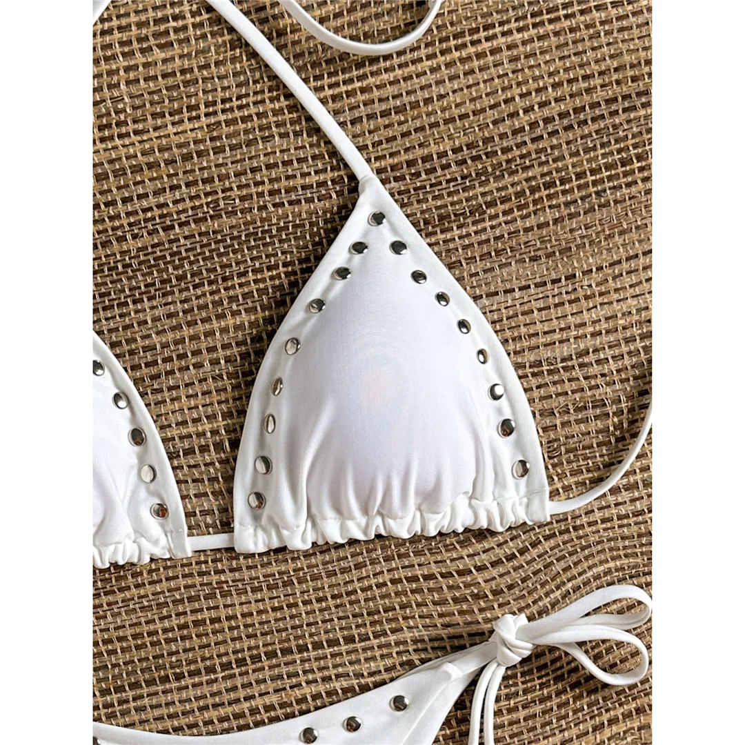 Halterneck-Bikini mit Ausschnitten, Damen-Badeanzug, zweiteiliges Bikini-Set, hoher Beinausschnitt, gepolstert, Badebekleidung, Badeanzug, Modell V8269. – Detail 22