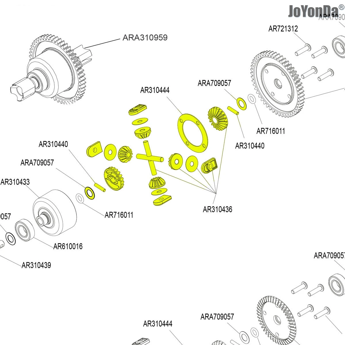 #AR310436 #ARAC4010 Diff Gear Set for RC CAR ARRMA 1/7  FELONY 6S LIMITLESS 1/8 KRATON NOTORIOUS 6S OUTCAST TALION TYPHON