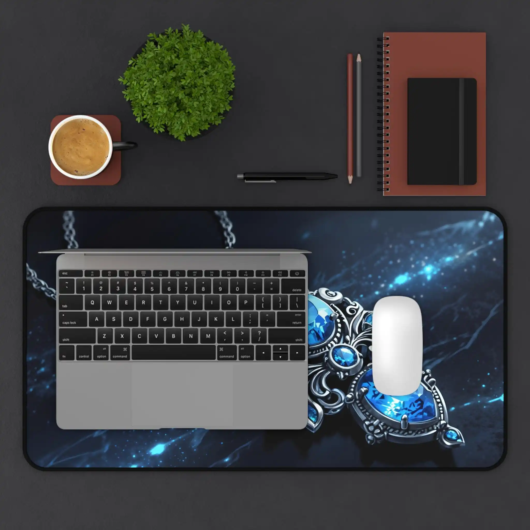 Elegant Universe Gemstone Theme Decorative Table Mat, Gem Gamer Desktop Decoration Lovers Gift, Non-Slip Waterproof Mouse Pad