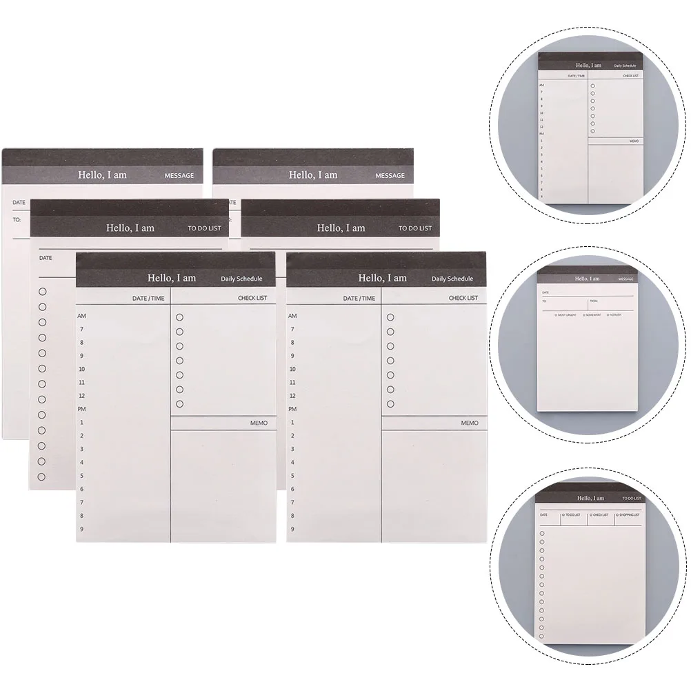 6 Pcs Notebook Meetings for Work Pocket Daily Planner Schedule Task Paper Student Notepad