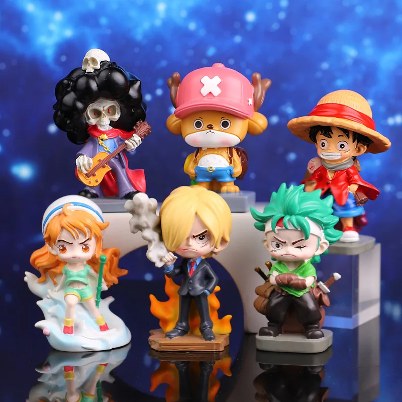 6 Styles One Piece Uncharted Watersii Blind Box Resin Statue Luffy Zoro Nami Joe Sanji Desktop Ornaments Collection