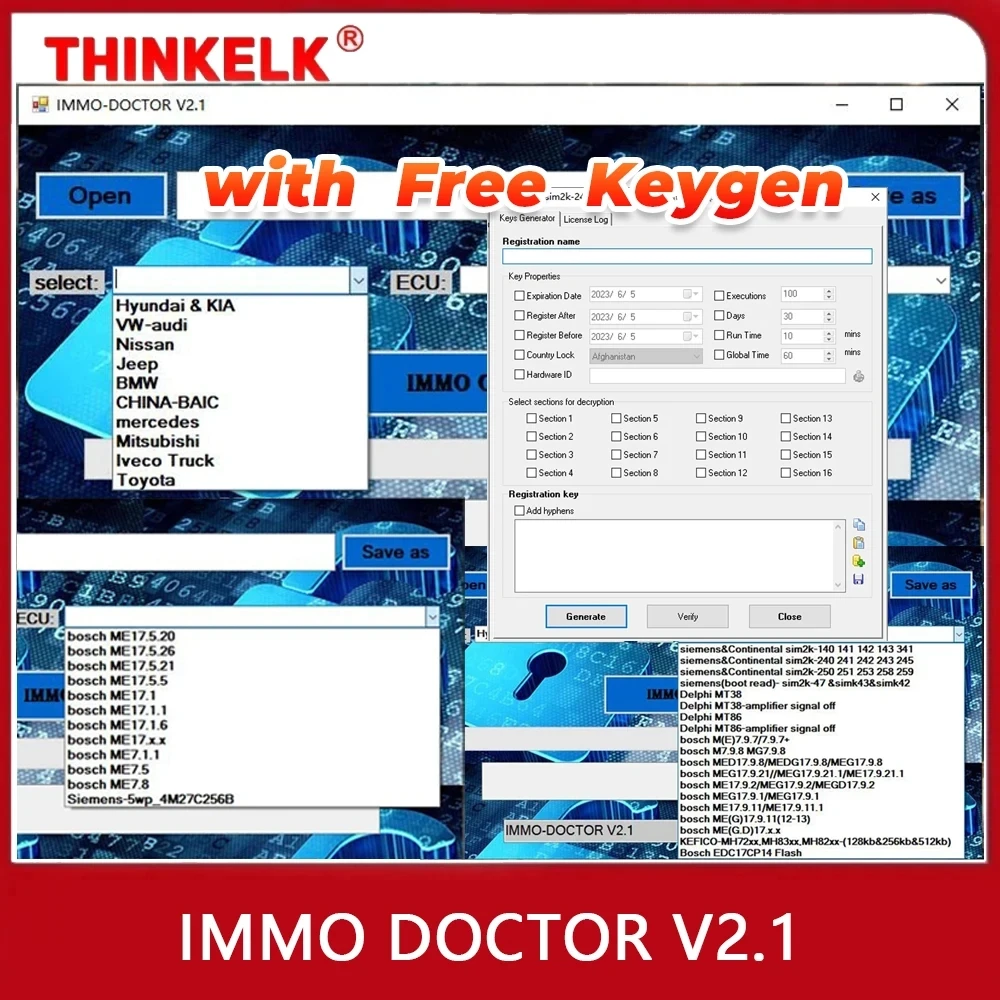 2023 IMMO DOCTOR V2.1 With Unlimited KEYGEN MULTI BRAND Immo Off Software ECU Chip Tuning for sim2k MT38 ME 17.9.2 MED17.9.8