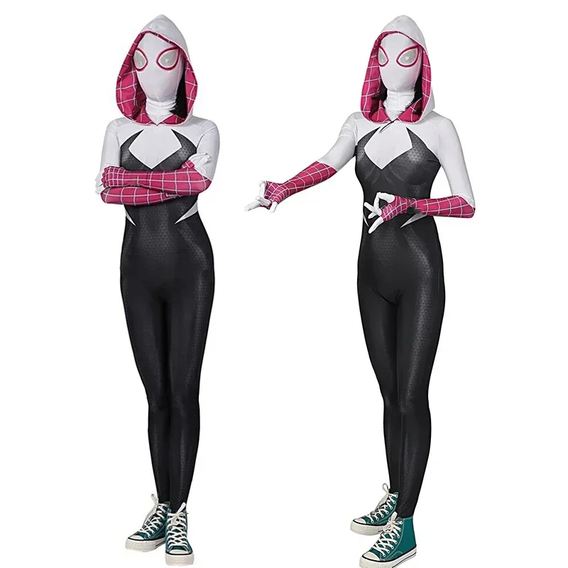 Spidder Gwen Cosplay Costumes for Adult Kids Gwen Stacy Costume Zentai Jumpsuit Bodysuit Halloween Clothes