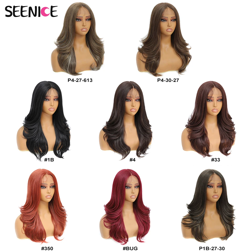 22“ Synthetic Lace Front Wigs 13X4X1 Body Wave Natural Ombre Blonde Brown Cosplay T-Part Lace Wig With Baby Hair For Black Women