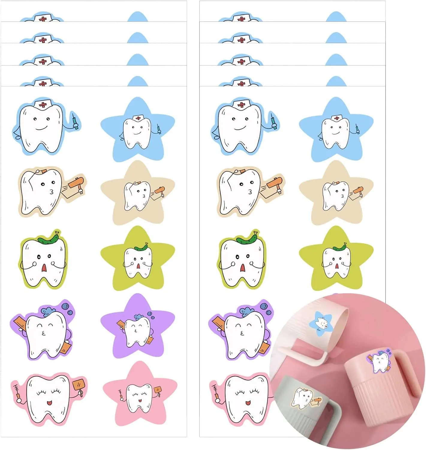 

Tooth Stickers Tooth Shaped Dental Stickers for Kids 2inch Baby Shower Party Supplies 250Pcs