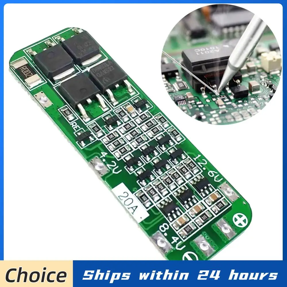 5-20 Stück 3S 20A Li-Ionen-Akku 18650 Ladegerät PCB BMS Schutzplatine für Bohrmotor 12,6V-13V Lipo-Zellenmodul 59x20x4mm