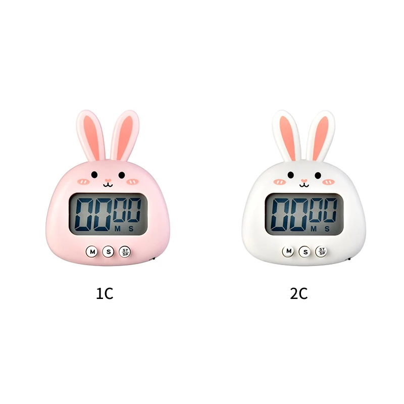 Cute Cartoon Rabbit Alarm Clock Kitchen Cooking Timer Magnetic Non Perforated Wall Mounted Decorative Alarm Clock