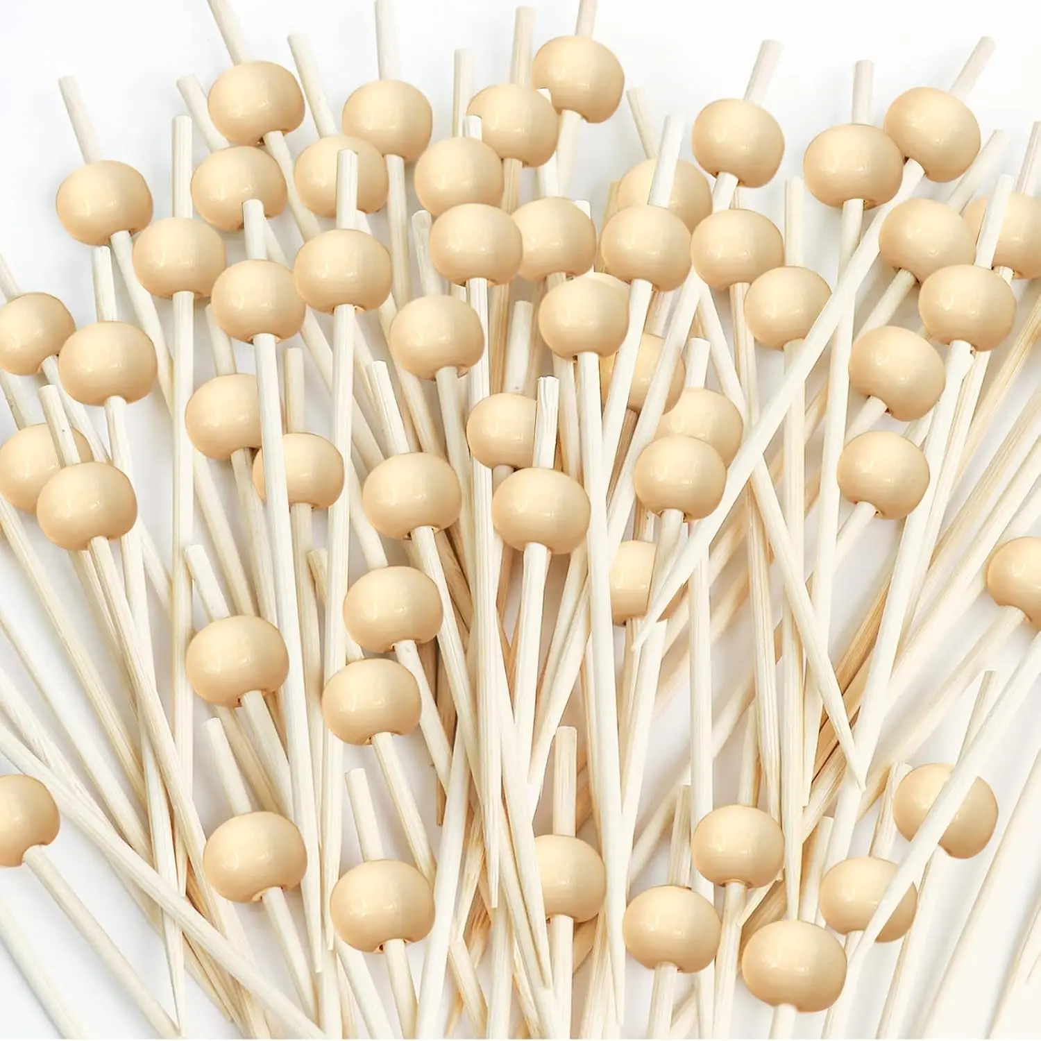 

Pcs Cocktail Picks, 4.7 Inch Toothpicks for Appetizers, Sustainable Skewers And Bamboo Picks for Fruits, Wooden Bamboo Gold Ball