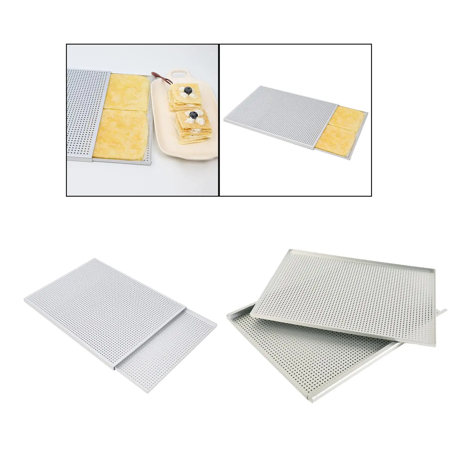 

Oven Baking Sheet Puff Pastry Baking Tray Thick Reusable Aluminum Nonstick Bakeware Mille Feuille Pan Baking Pan for Dessert