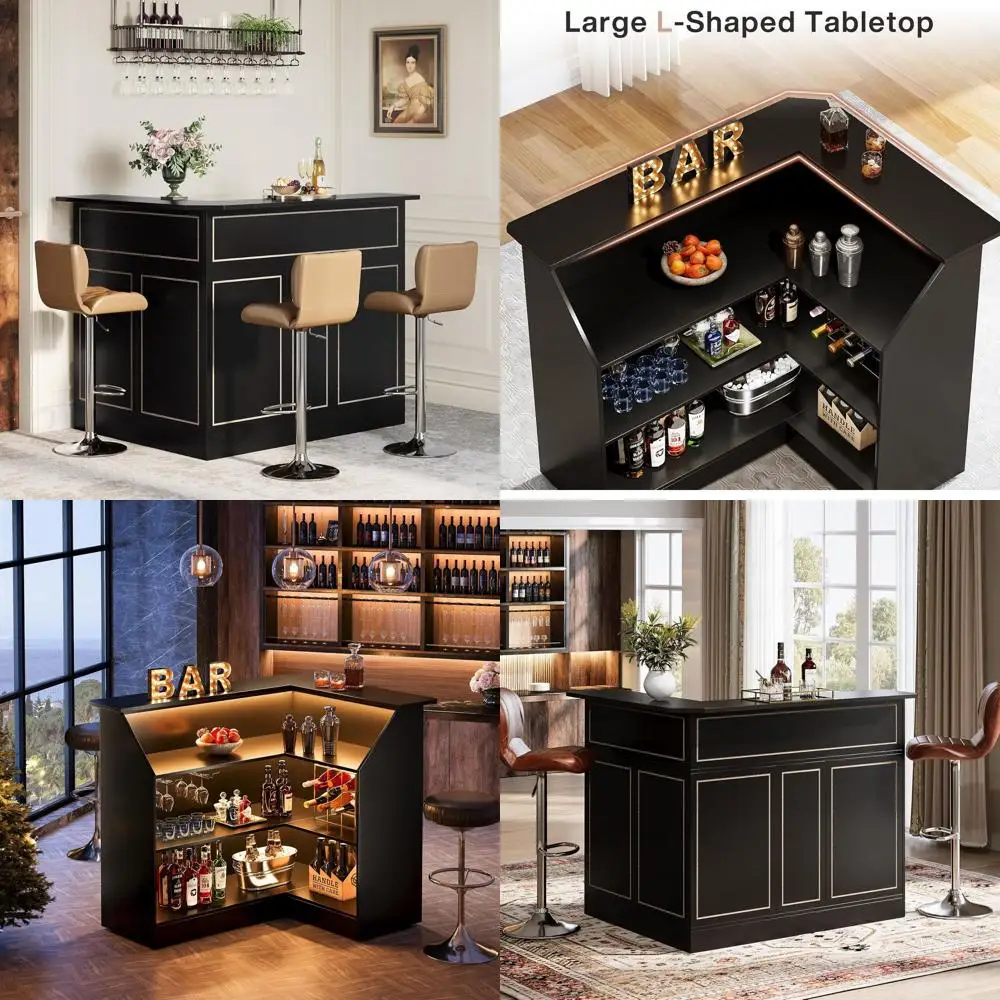 

Современный 4-ярусный черный барный шкаф с местом для хранения бокалов