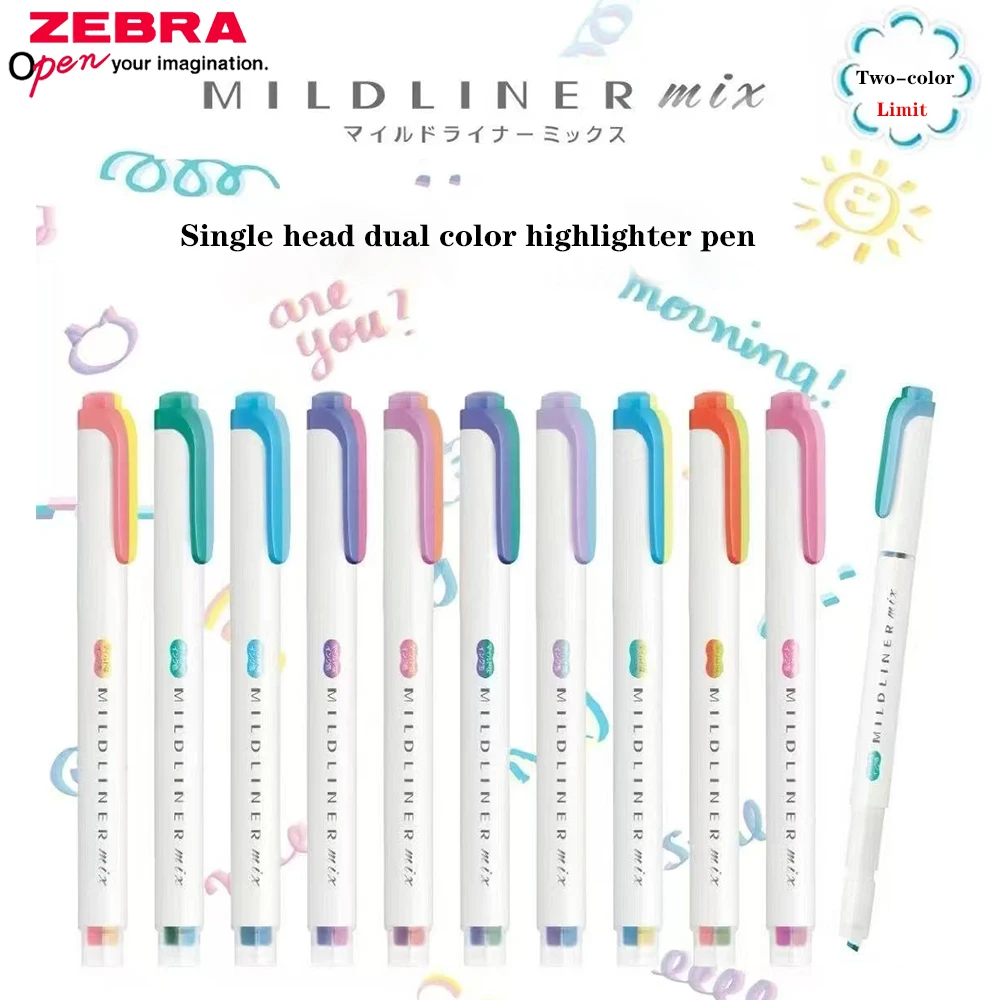2026 New 10colors Japan Zebra Highlighter Marker Pen Dual Color Limited Capacity Dual Line Stackable Artistic Art Stationery