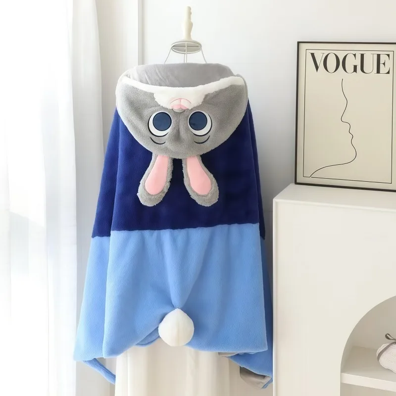 Disney dos desenhos animados zootopia judy hopps oficial coelho mascote com capuz capa cobertor raposa nick estudante manto engrossado quente nap xale presente