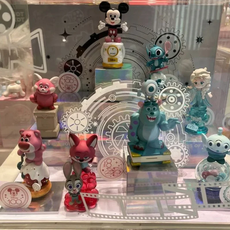 Disney 100 Anniversary Stamp Stone Blind Box Elsa Lotso Alien Sullivan Stitch Lesser Panda Mickey Mouse Anime Figure Toys Gifts