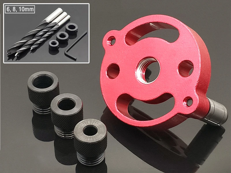 6/8/10Mm Dọc Túi Lỗ Jig Tự Centering Dowelling Jig Lỗ Puncher Định Vị Máy Khoan Hướng Dẫn gỗ Mộc Dụng Cụ