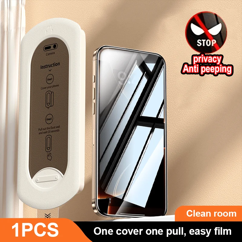 Sichtschutz-Displayschutzfolien für iPhone 17/16/15/14/13 Pro/Promax, Vollbild-Folieabdeckung, staubfreier Kabinenschutzaufkleber