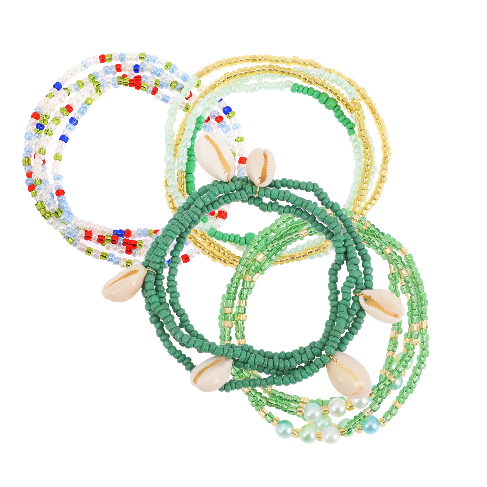 

4 Pcs Waist Chain Jewelry Beads Beachy for Women Summer Bikinis Beaded Body Wear Belly Chains