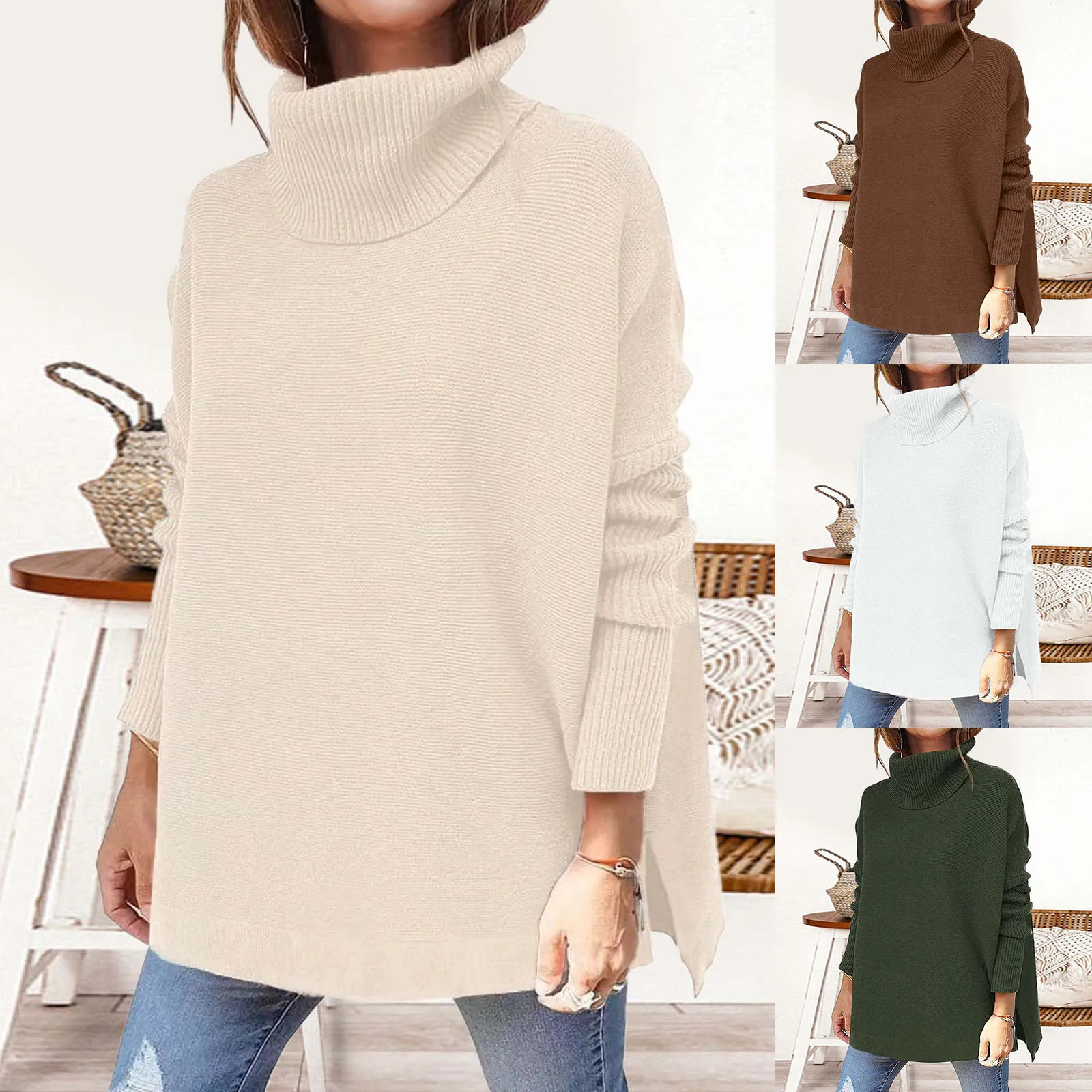 Winter Fashion Sweater Knitwear Woman 2023 Hot Sale Solid Colors Solid Women's Turtleneck Female Warmer Sweaters And Pullovers