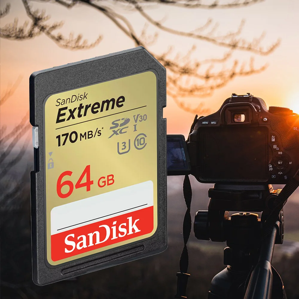 بطاقة SD SanDisk 32GB SDHC 64GB 128GB 256G SDXC SD بطاقة C10 بطاقات الذاكرة حتى 200 ميجابايت/ثانية قراءة U3 V30 بطاقات فلاش 4K UHD للكاميرا