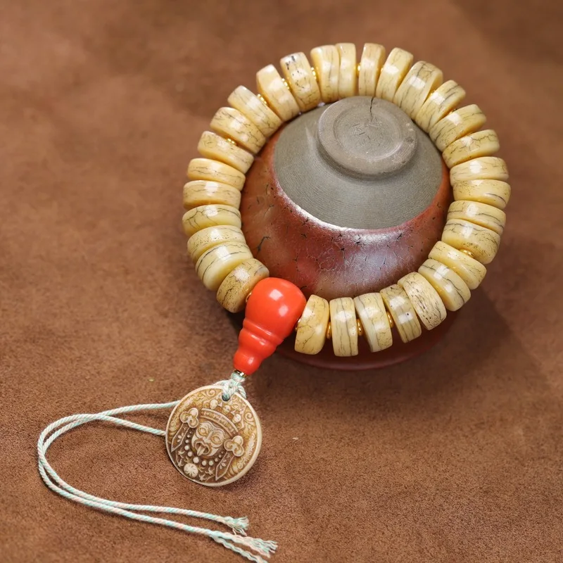 Antiqued camel bone multi-bead straight-cut tablets DIY bracelet, -woven hand rope, Tibetan cultural artifact Buddhist beads