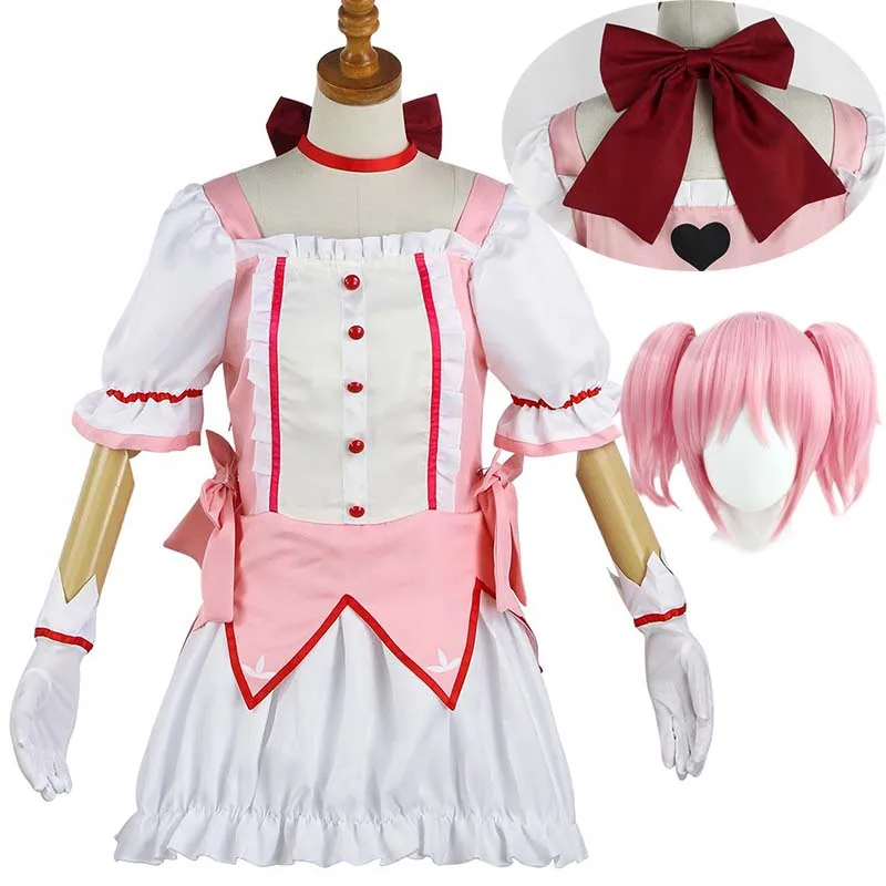 Disfraz de Cosplay de Kaname Madoka, Uniforme de Anime Madok Magica Homura con Gargantilla, Guantes y Calcetines, Trajes de Halloween 2026