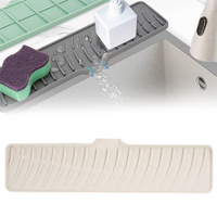 Kitchen Sink Splash Guard-Silicone Draining Mat Around Tap Draining Pad Behind Faucet with Lip Drip Catcher Sink Protector Mat