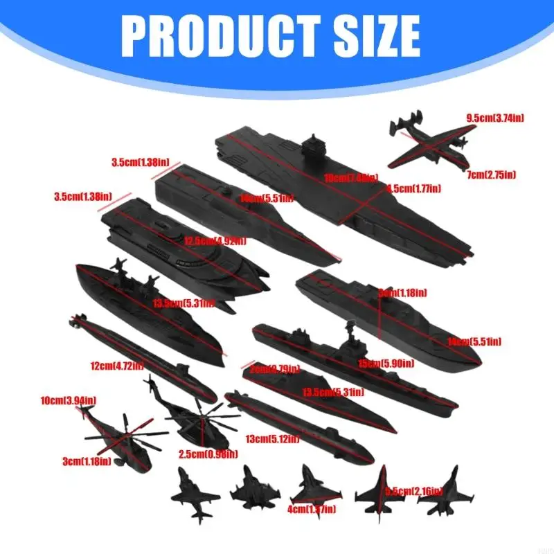 J2HD 17 pièces modèle d'avion navire réaliste Collection figurines ensemble Construction Marine