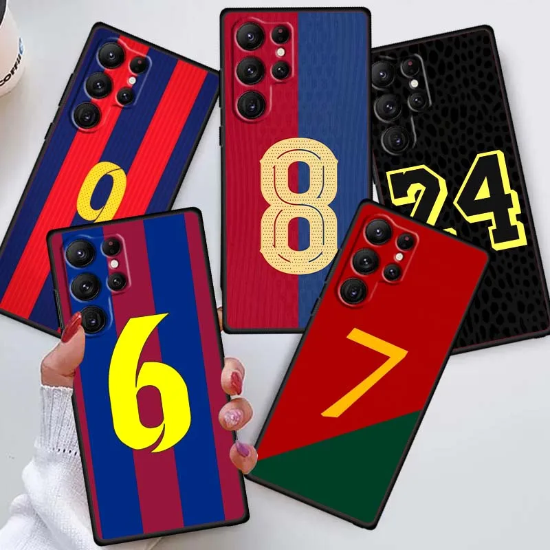 

Fashion jersey number Cover For Samsung Galaxy S26 S25 S24 S23 S22 S21 S20 Ultra Plus FE 5G Black Soft TPU
