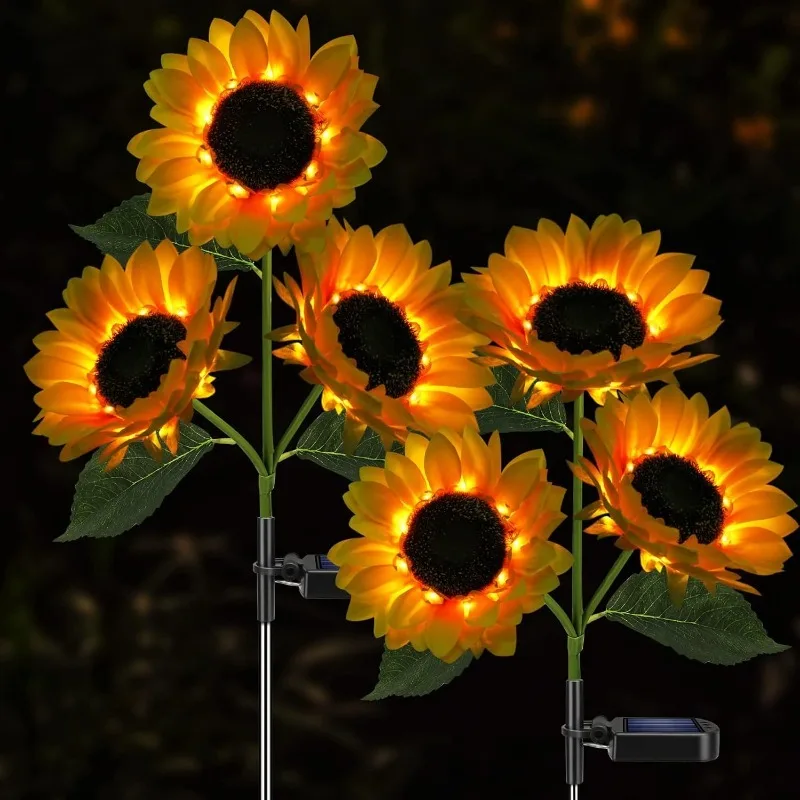 

Solar Sunflower Lights,600mA Solar Garden Light with Real Looking Flowers Waterproof Solar for Back Yard,Flower Bed,Spring Deco