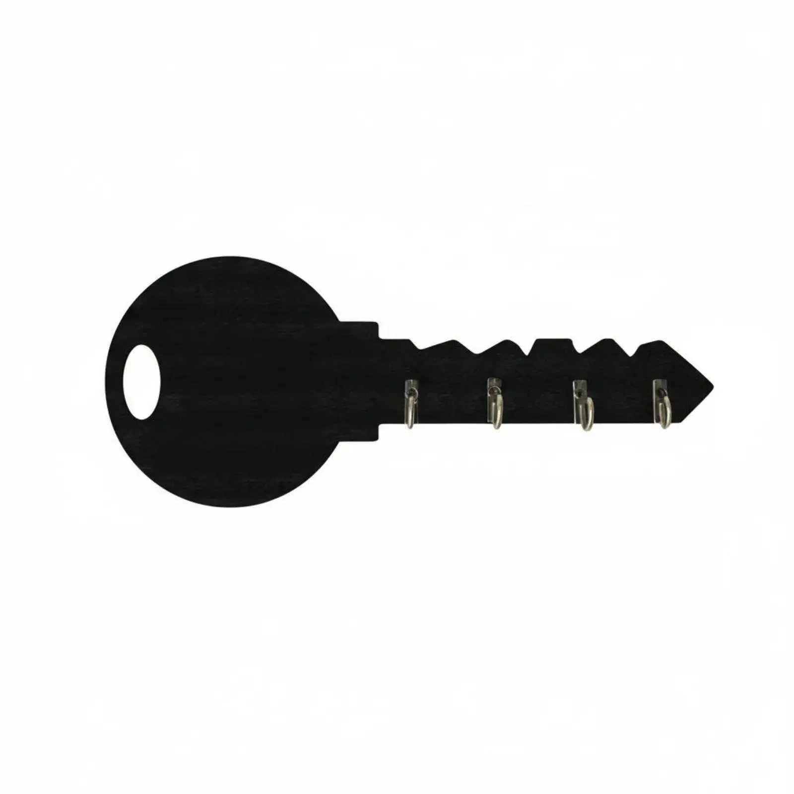 Key Hanger Wall Mount with Vintage Charm 4 Hooks Black PVC Organizer for Keys Lanyards Pet Leashes for Hallway Kitchen Office