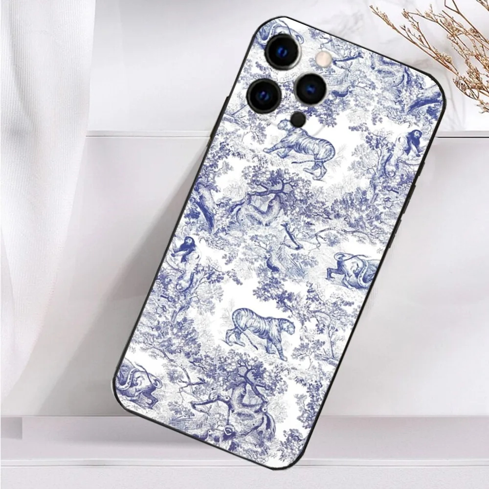 Custodia per telefono botanica con pittura artistica per iPhone 16,15,14,13,12,11 Plus,Pro Max, XS, X, XR, SE, Mini, 8,7 Cover morbida in silicone nero