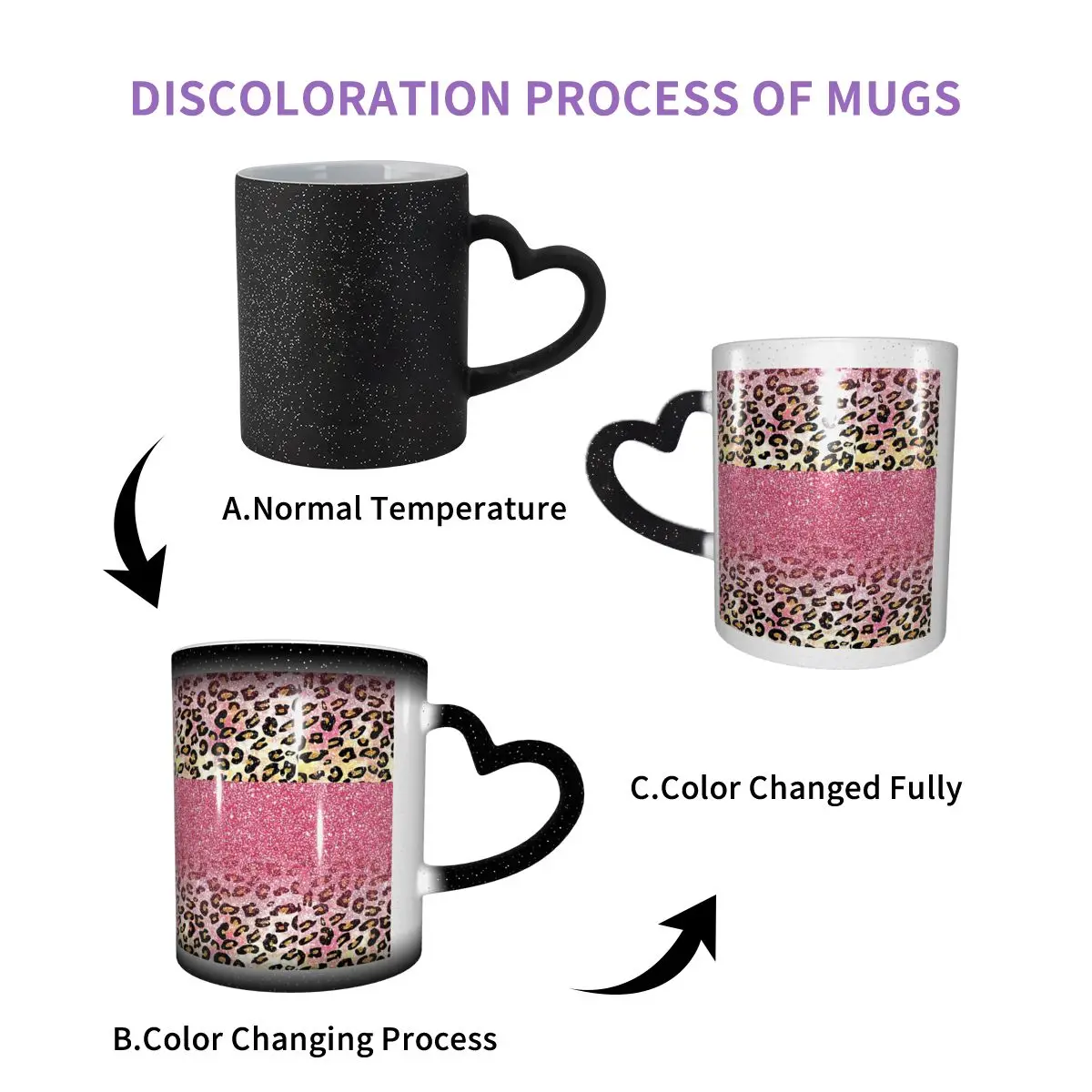 Bubble Gum Pink Faux Glitter Leopard Animal Print Mug Funny Ceramic Coffee Cups Tea Mugs Milk Cup Drinkware Gift for Woman Man