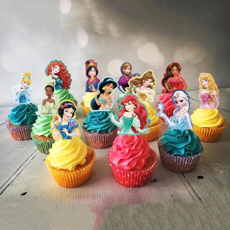 30/31pcs Disney Princess Decopics Cupcake Topper Picks Princess Cupcake Toppers Birthday Cake Decorations Party Baby Shower