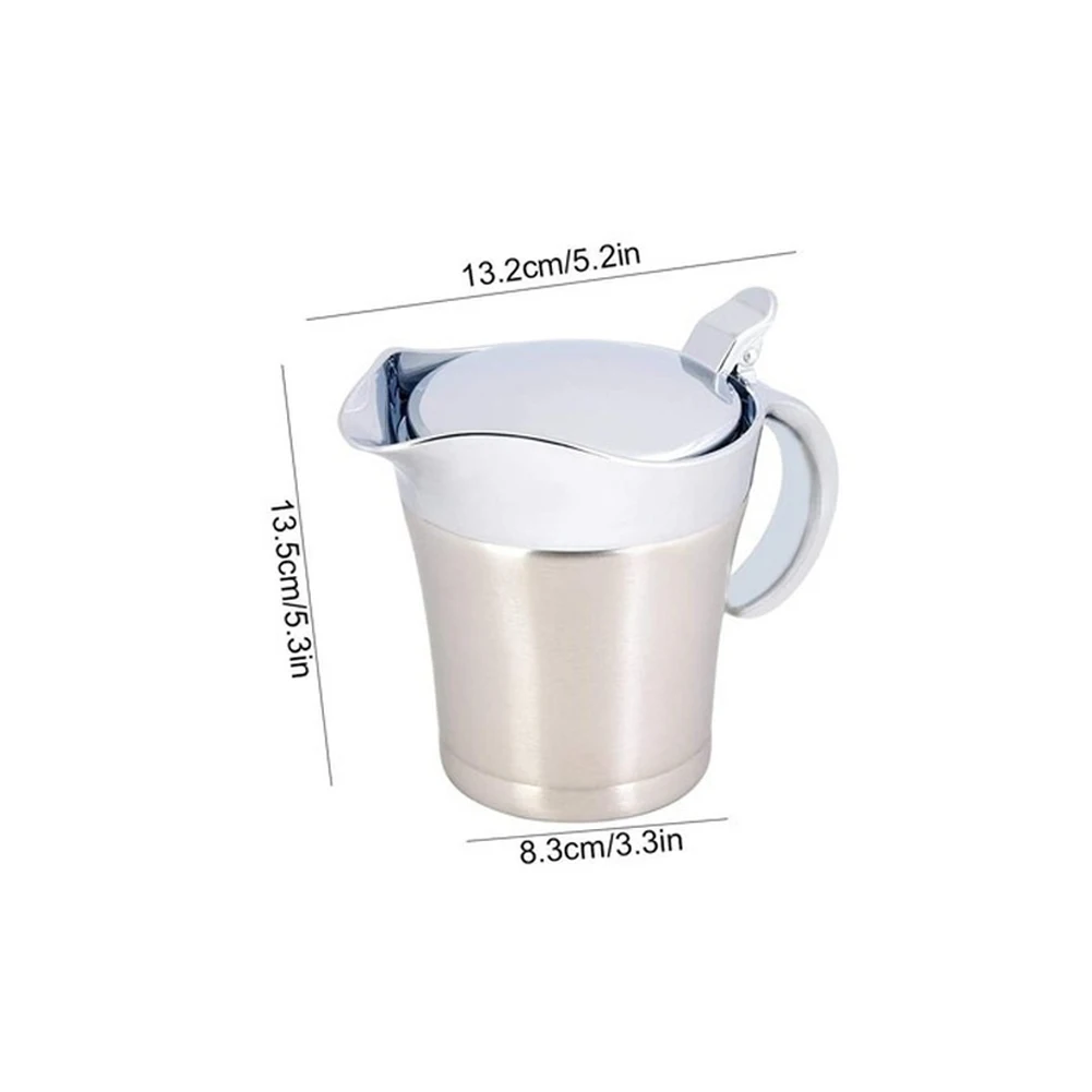Small Stainless Steel Sauce Jug for Gravy Tomato Sauce For Steak Serving 304 Grade Rust Resistant with Secure Lid