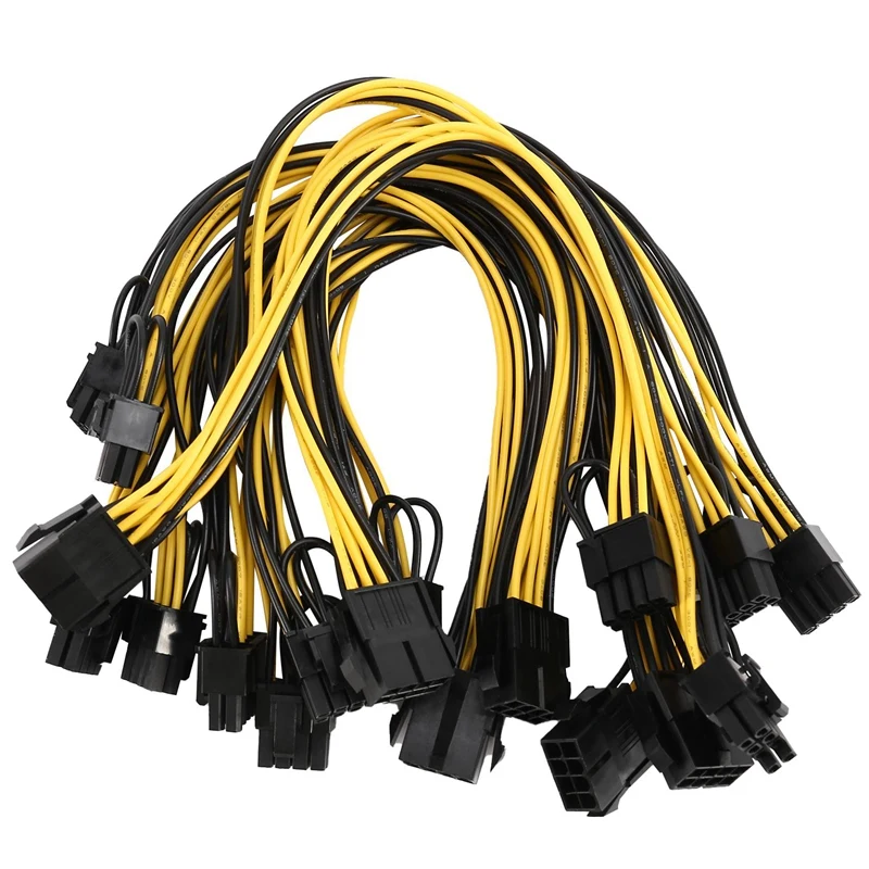 

6 Pcs Pcie Splitter, 30CM 8 Pin To Dual Pcie 8 Pin (6+2) Graphics Card PCI Express Power Adapter GPU VGA Cable Mining