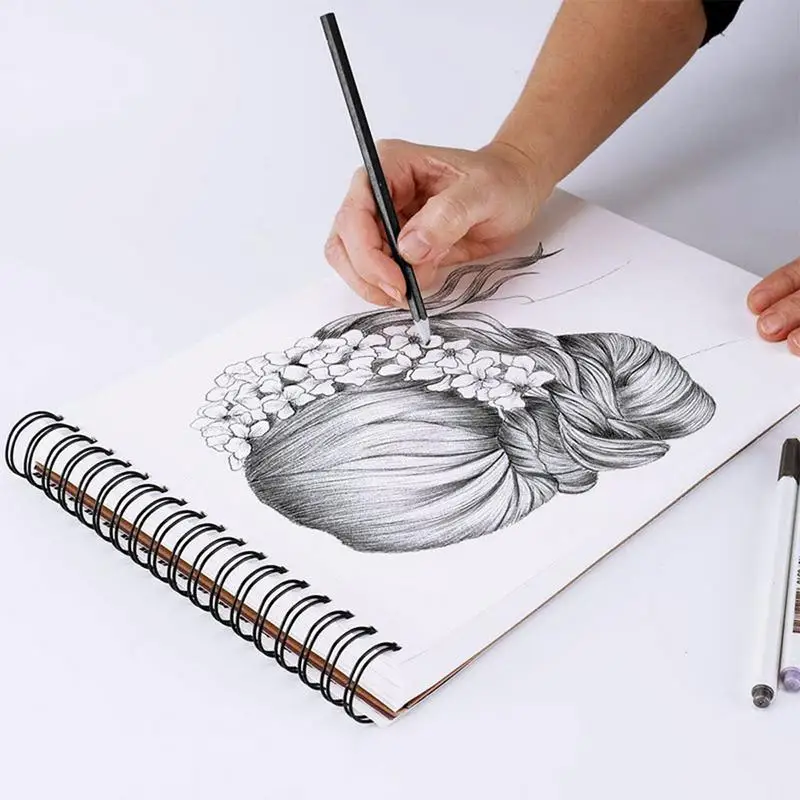 Spiral Bound Art Sketchbook 9x12inch Spiral Bound Sketch Pad Artistic Drawing Painting Writing Paper Spiral Bound Sketch Pad For