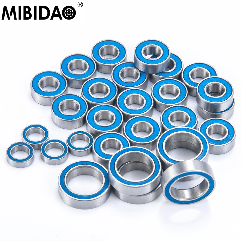 

MIBIDAO 28 шт./лот полный синий шарикоподшипник, хромированная сталь, резиновая прокладка для 1/10 Axial Yeti RTR Yeti Kit RC Гусеничный автомобиль, запчасти