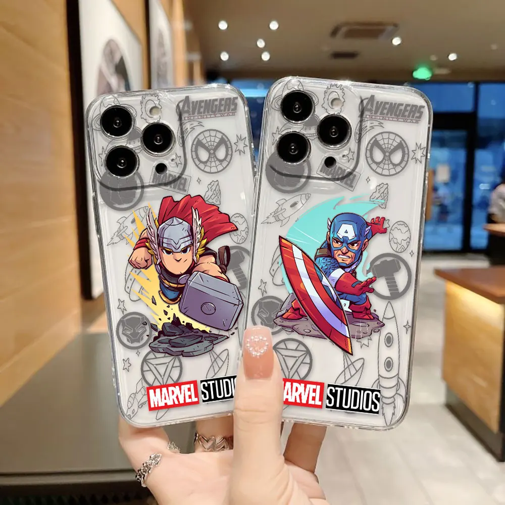 Marvel Cartoon Heroes Spider Man Cover Clear Phone Case For Xiaomi POCO X5 X4 X3 NFC GT F3 F5 M4 M3 11 11T PRO LITE NE TPU Case