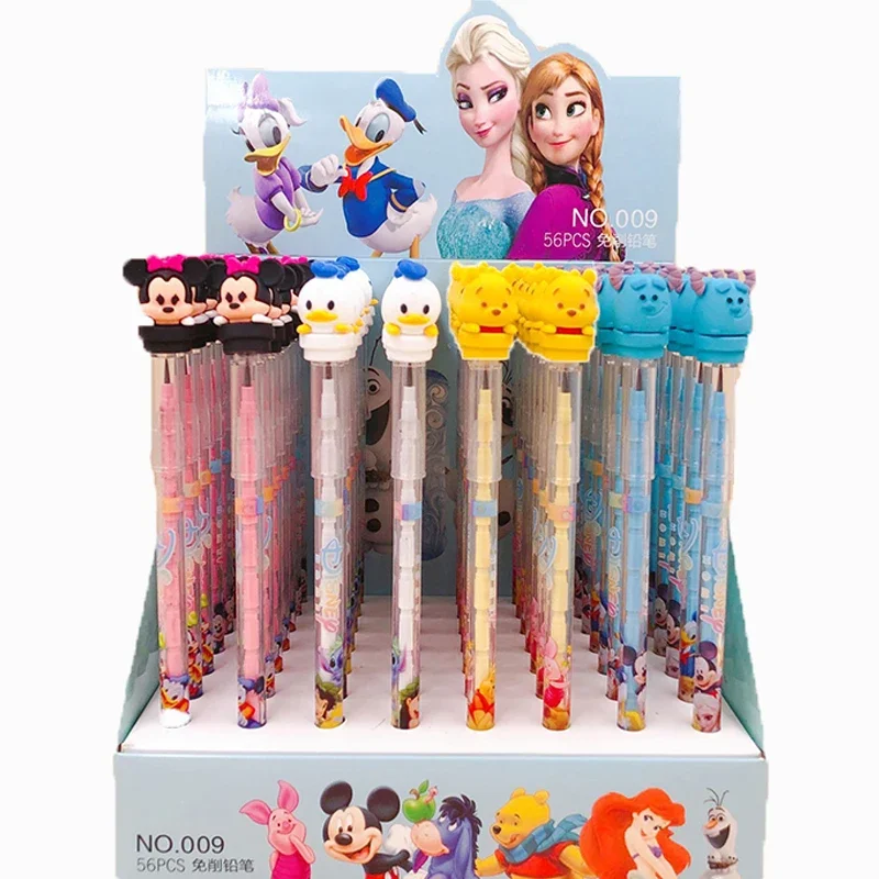 Imagem -06 - Disney Cartoon Silicone Bala Lápis Cut- Desenho Lápis Estudante Escrita Presente Papelaria Material Escolar 56 Pcs por Caixa