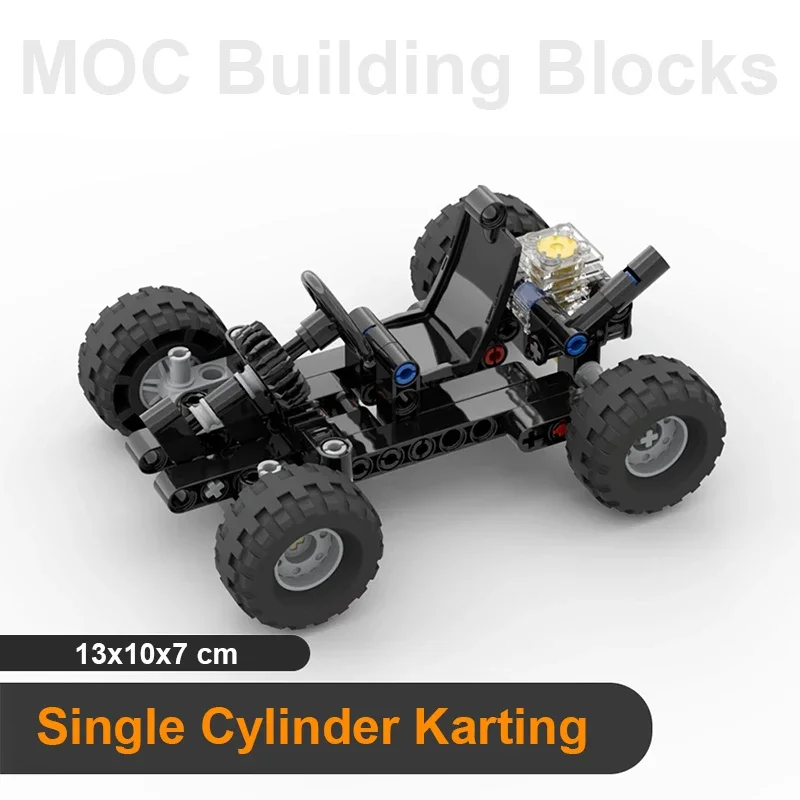 Kart de barra Horizontal, bloques de construcción MOC, Kart de dirección, Mini modelo de coche, motor, conexión de neumáticos, educación STEM para niños, regalos creativos