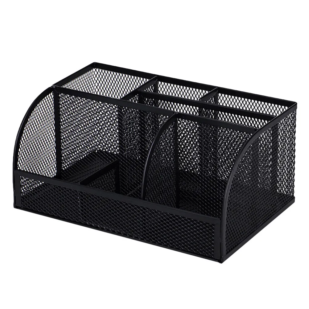 Combination Metal Pen Holder Multifunctional Desk Organizer Creative Pen Container Mesh Box Desktop Storage Student Gifts Black