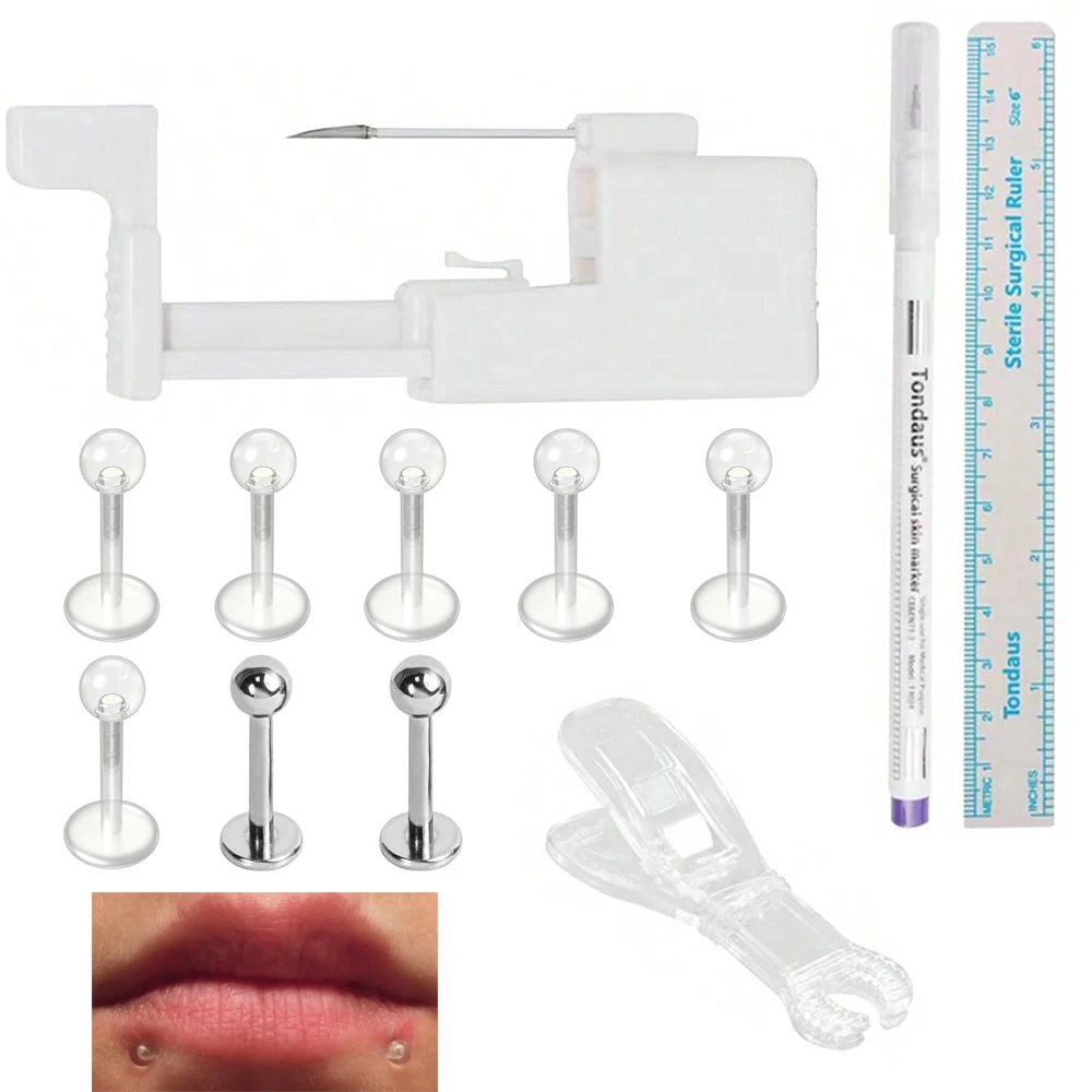 1PC Disposable Sterilized Safety Use Professional Piercing Tool Kit: Navel, Tongue, Eyebrow, Lip Nail Piercing Gun