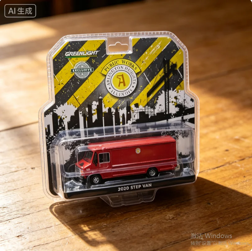 Green Light 1:64 2020 Step Van With Cone Ice Cream Cone - Arlington Heights Villagecar Model Toys Gifts Collection Alloy Car