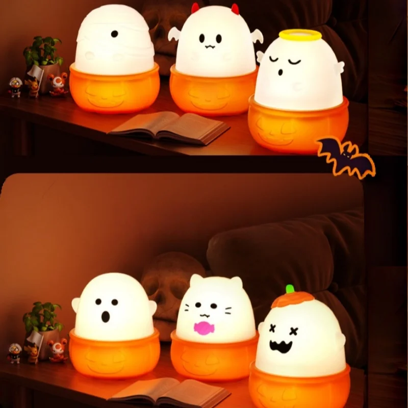 Ghost Halloween Cartoon Pet Sleep Companion Night Light Touch Sensor Led Lamp Usb Rechargeable Kids Bedroom Bedside Light view 6