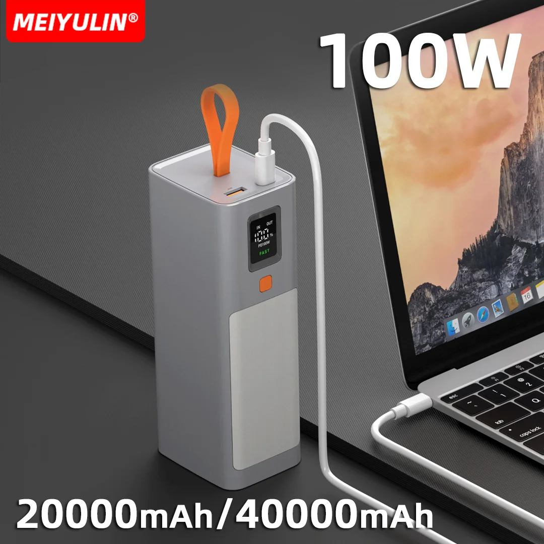 40000mAh 100W Power Bank Fast Charging Large Capacity 20000mAh Powerbank USB C Portable External Spare Battery For Laptop iPhone