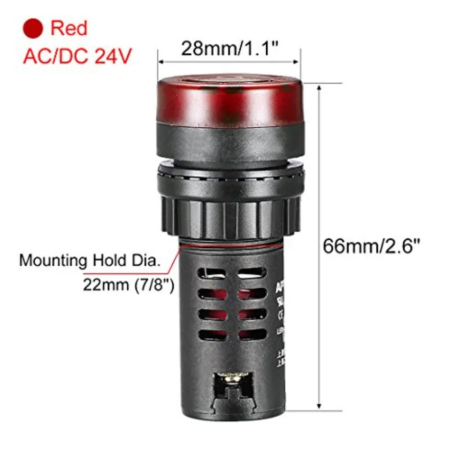 3Pcs Indicator Light with Buzzer AC/DC 24V, 22mm Panel Mount Flashing Alarm, for Electrical Control Panel, HVAC, DIY Projects