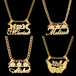 Acheerup Personalized Engrave Name 2 Hooks Necklace for Women Men Stainless Steel Custom Crown Thick Chain Pendant Birthday Gift