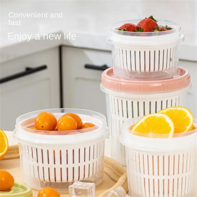 Refrigerator Storage Box Kitchen Food Vegetable Fruit Storage Box Drain Basket Storage Containers Fridge Organizer Storage Box