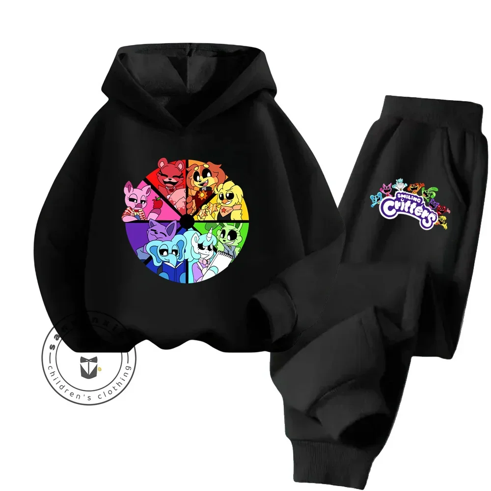 Smiling Critters Spring and Fall New Boys and Girls Children's Cotton Hoodie + Pants Street Pop Hip Hop Fashion Niche Sportswear