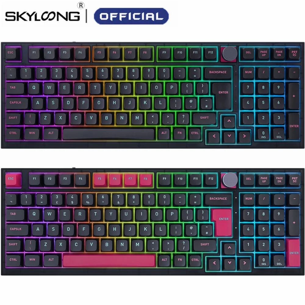 

SKYLOONG GK980 ISO Layout Knob Mechanical Keyboard Miami Night GK6 Optical Hot Swappable RGB Macro Programmable Gaming Keyboards